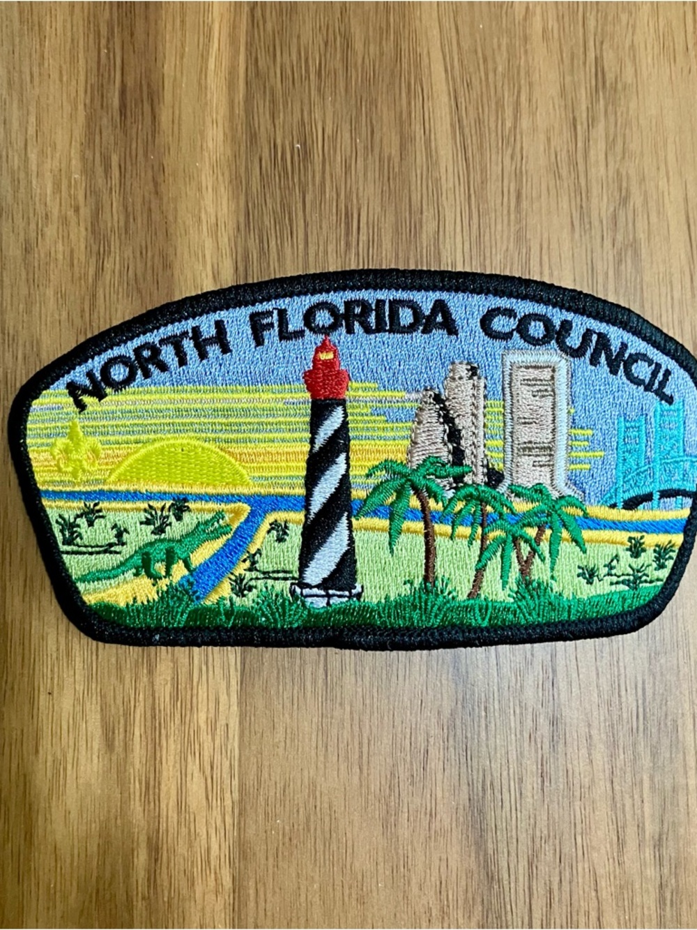 North Florida Council Lighthouse Embroidered Patch - Yellow & Green